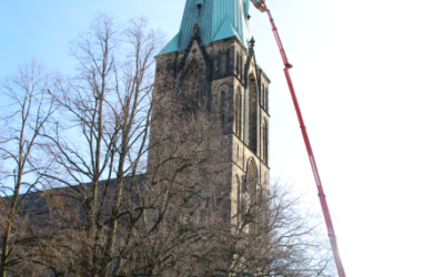 Exkursion der Klempner-Oberstufe zur Turmsanierung der Herz-Jesu-Kirche in Münster