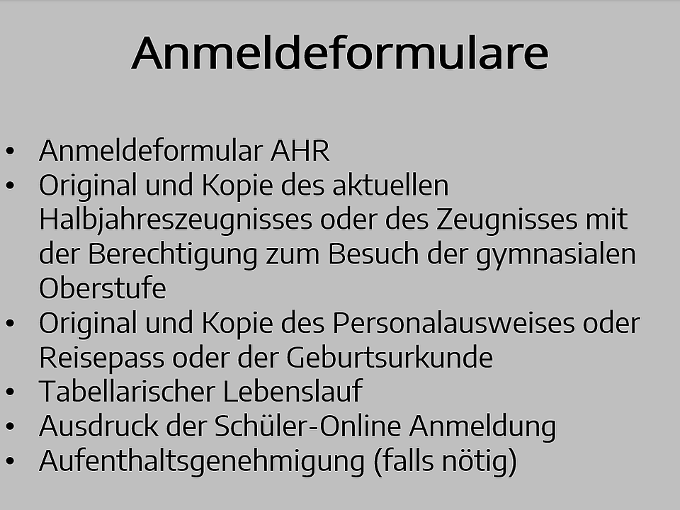 Berufliches Gymnasium: Anmeldeformulare