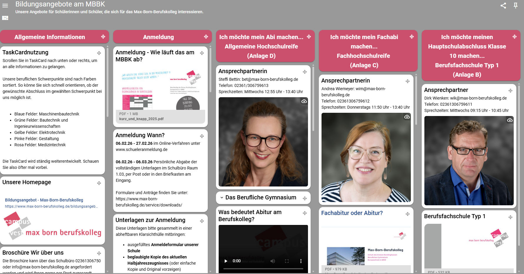 Taskcard Bildungsangebot