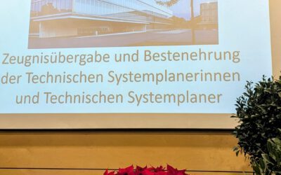 Zeugnisübergabe und Bestenehrung der technischen Systemplaner/innen